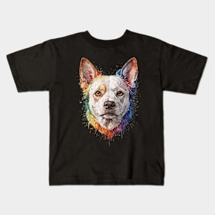 Colorful water paint style dog Kids T-Shirt